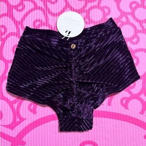 Luxurious Purple Velvet High-Waisted Shorts US 2 AUS 6